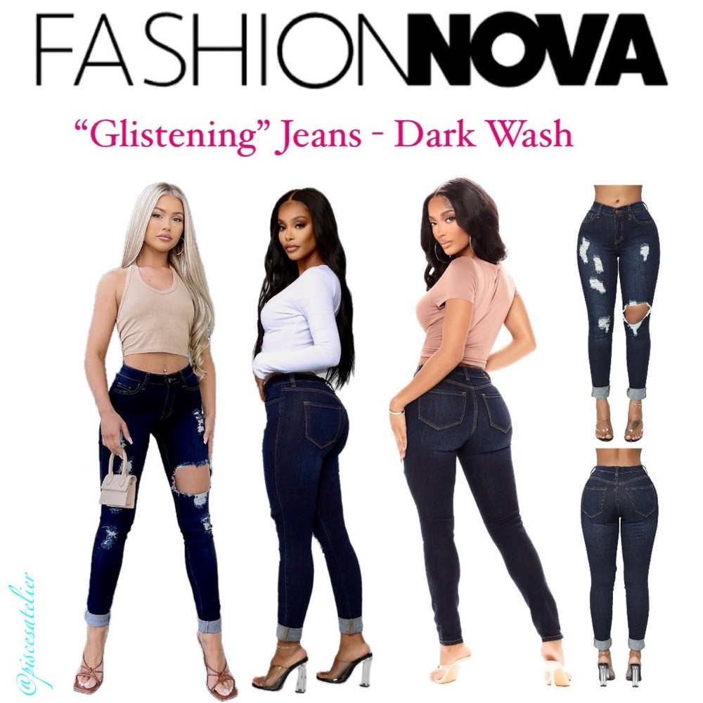 Fashion Nova “Glistening” Jeans - Dark Wash, Women’s Size 3